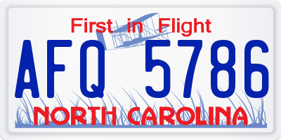 NC license plate AFQ5786