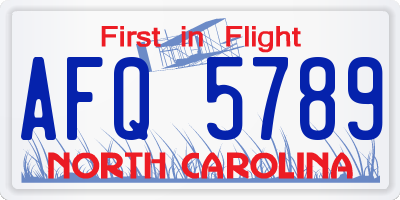 NC license plate AFQ5789