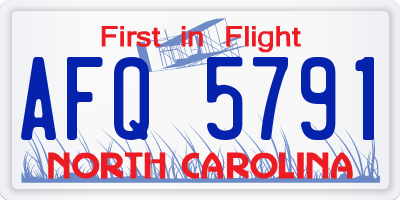 NC license plate AFQ5791