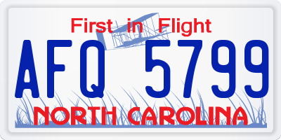 NC license plate AFQ5799