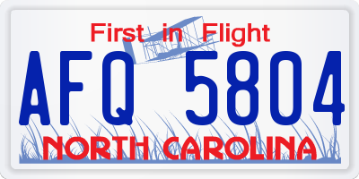 NC license plate AFQ5804