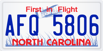 NC license plate AFQ5806