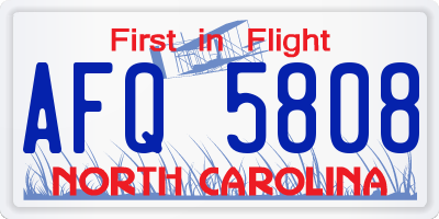 NC license plate AFQ5808