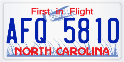 NC license plate AFQ5810