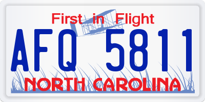 NC license plate AFQ5811