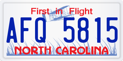 NC license plate AFQ5815