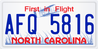 NC license plate AFQ5816