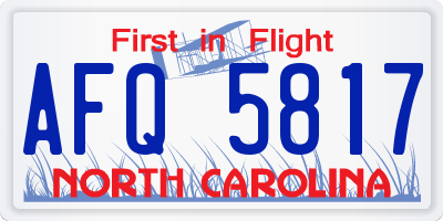 NC license plate AFQ5817