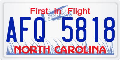 NC license plate AFQ5818