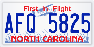 NC license plate AFQ5825
