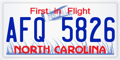 NC license plate AFQ5826