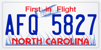 NC license plate AFQ5827