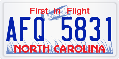 NC license plate AFQ5831