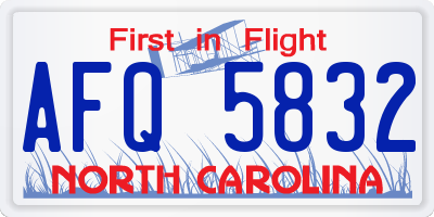 NC license plate AFQ5832