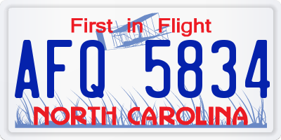 NC license plate AFQ5834