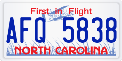 NC license plate AFQ5838
