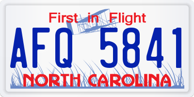 NC license plate AFQ5841
