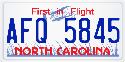 NC license plate AFQ5845