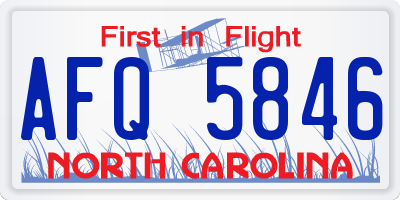 NC license plate AFQ5846