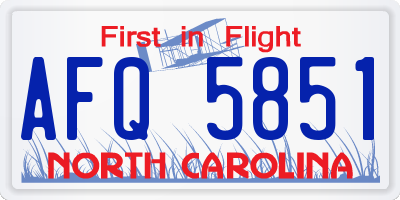 NC license plate AFQ5851