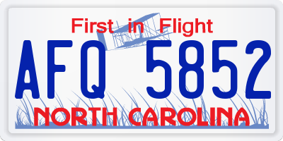 NC license plate AFQ5852