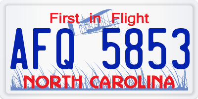 NC license plate AFQ5853