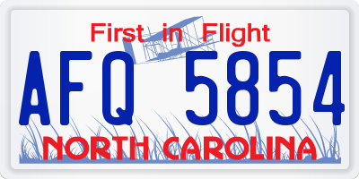 NC license plate AFQ5854