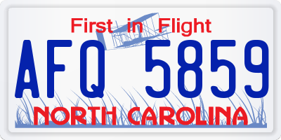 NC license plate AFQ5859
