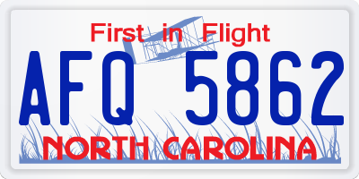NC license plate AFQ5862