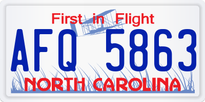 NC license plate AFQ5863