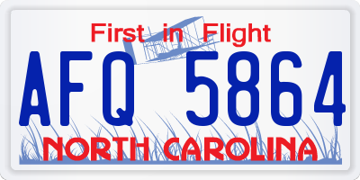 NC license plate AFQ5864
