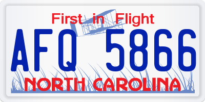 NC license plate AFQ5866