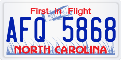 NC license plate AFQ5868