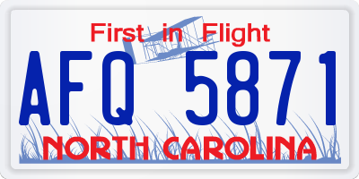 NC license plate AFQ5871