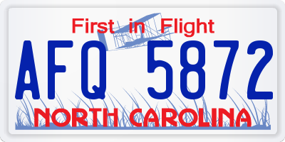 NC license plate AFQ5872
