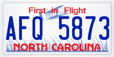 NC license plate AFQ5873