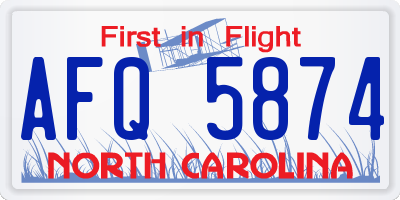 NC license plate AFQ5874