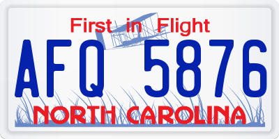 NC license plate AFQ5876