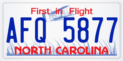 NC license plate AFQ5877