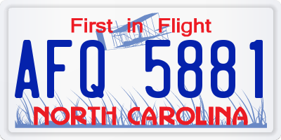 NC license plate AFQ5881