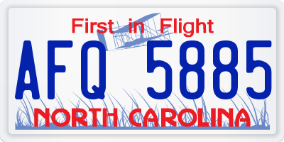 NC license plate AFQ5885