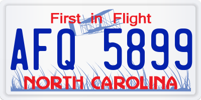 NC license plate AFQ5899