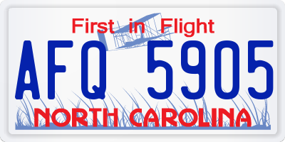 NC license plate AFQ5905