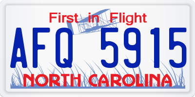 NC license plate AFQ5915