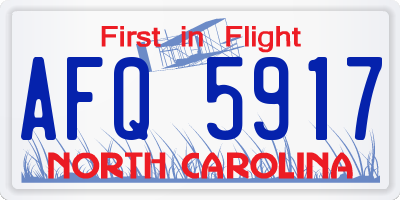 NC license plate AFQ5917