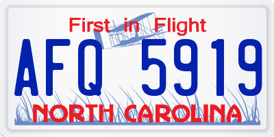 NC license plate AFQ5919