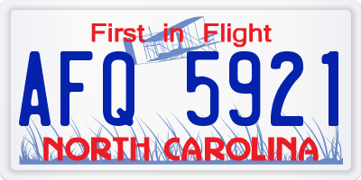 NC license plate AFQ5921