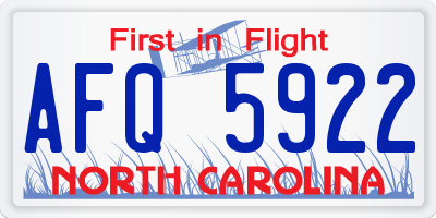 NC license plate AFQ5922