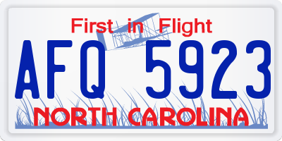 NC license plate AFQ5923