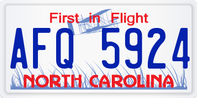 NC license plate AFQ5924